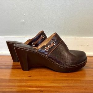 Born Brown Slip On Genuine Leather Clogs Mules